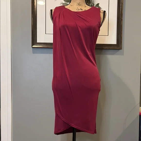 CoOp Barneys New York Burgundy Sleeveless Sheath Dress - Picture 1 of 11